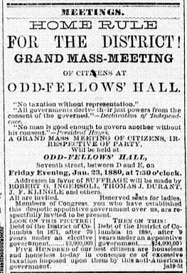 Advertisement in National Republican,
Washington DC, 20 January 1880